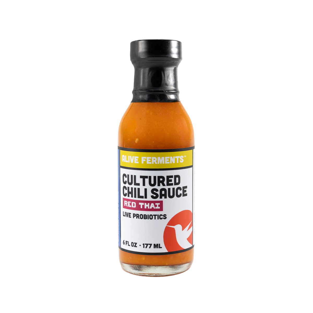 Bottle of cultured chili sauce on a white background